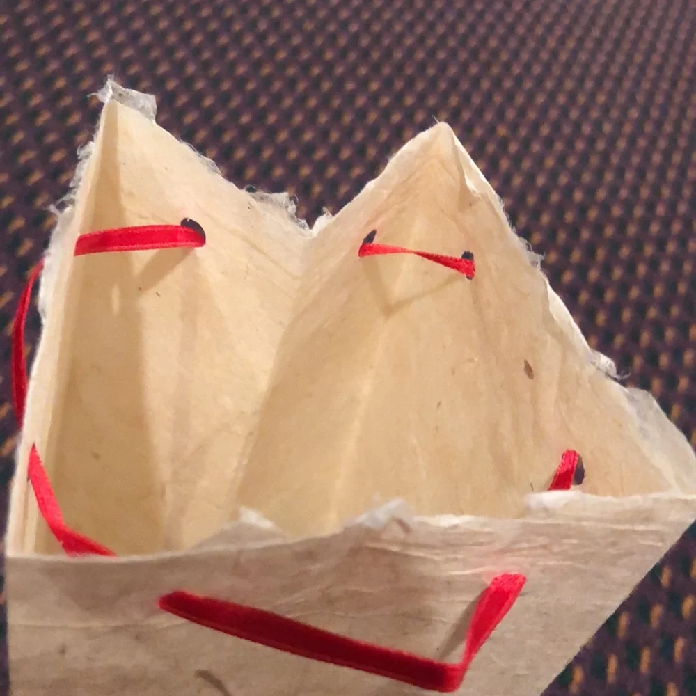 New 20 count small rice paper bags with red satin ribbon ties